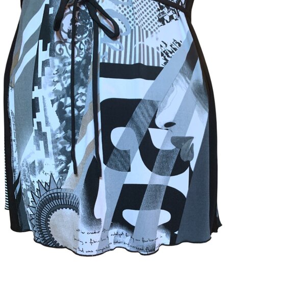 MARIE CLAIRE - Abstract Black and White Sleeveless Dress - XL - Picture 5 of 12